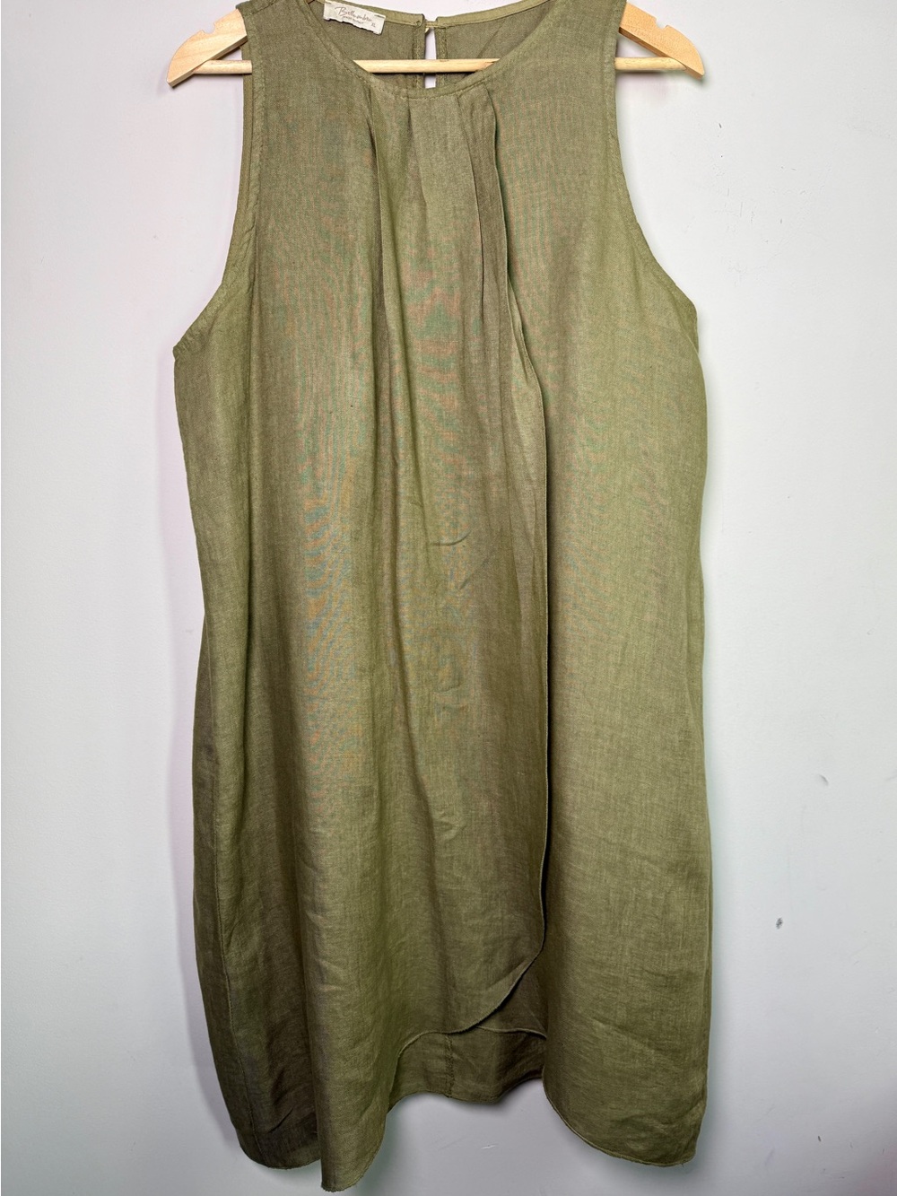 Bellambra Olive Green Linen Sleeveless Shift Dress Sz XL